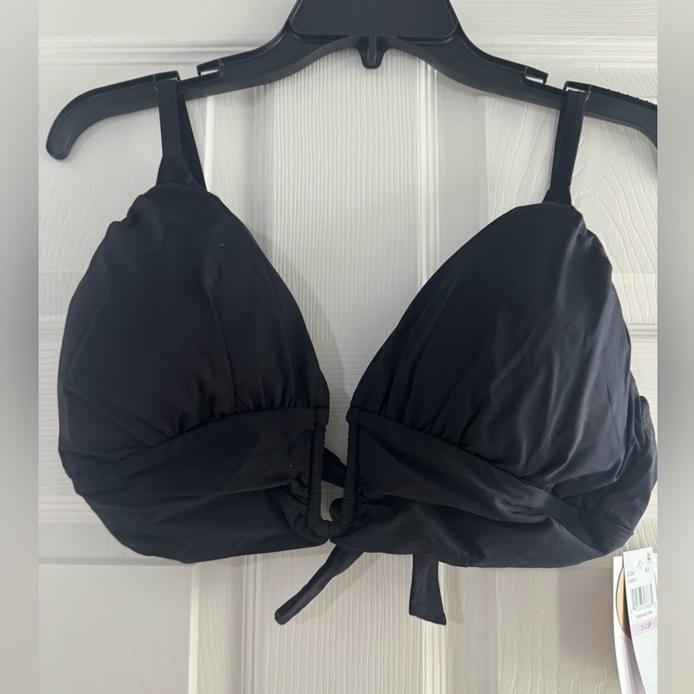 D-cup BECCA Women's Shirred Bikini Top Tie Back